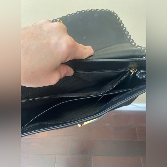 Michael Kors Black & Gold Ava Leather Satchel Handbag Purse Detachable Strap - Picture 7 of 7